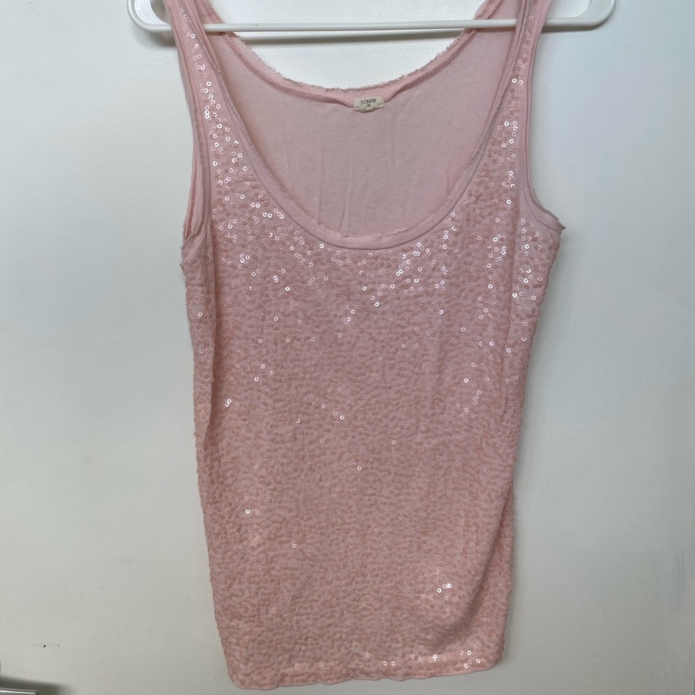J Crew pale pink sparkle tank top